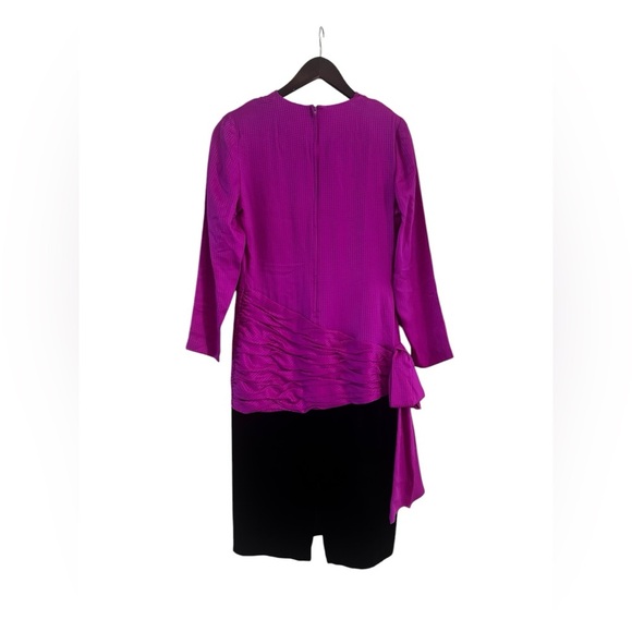 Vintage Silk Studio Womens Purple Silk Velvet 80s Dress Size 6 - Picture 4 of 5